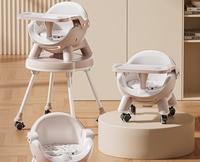 Chaise haute convertible pour bébé avec plateau amovible, chaise d'alimentation en plastique avec roulettes pour nourrissons et tout-petits