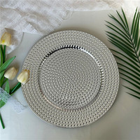 Lüks plastik altın boncuklu bitki suplalar 13 inç toptan gümüş plaka şarj toplu düğün dekoratif gıda güvenli