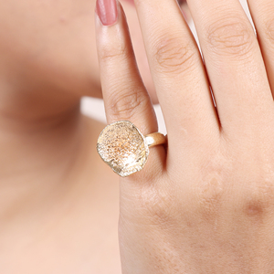 แหวนชุบทองเงินแท้18K 925แหวนพื้นผิวร่วมสมัย - Product Image 3