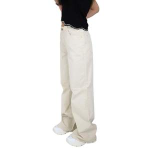 Pantalones Donna Pantalone DKE8253 Beige de Cintura Alta y Pierna Ancha para Mujer, Ropa Casual - Product Image 2