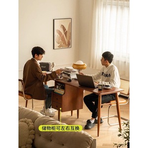 โต๊ะทำงานไม้เนื้อแข็งพร้อมชั้นวางหนังสือสไตล์ญี่ปุ่นโต๊ะคอมพิวเตอร์สำหรับเขียนในโฮมออฟฟิศ - Product Image 3