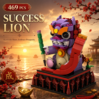 Ensemble de blocs de construction Lion Chinois, 4 styles, 428-469 pièces, mini briques, Lion Gardien de la Fortune, Lion Gourmand, jouet de collection pour cadeaux