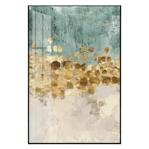 미니멀리스트 추상 골드 블루 화이트 캔버스 포스터 럭셔리 페인팅 현대 벽 예술 그림 거실 미적 방 장식