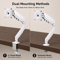 Nouveau support d'écran inclinable et pivotant à 360°, réglable, ergonomique, hauteur réglable de 300 mm, capacité de 2 à 10 kg, compatible VESA 100x100, en métal noir, avec câble