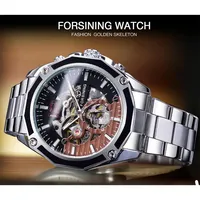 MECHANISCHE UHR Forsining Open Work Edelstahl Herren Mechanische Sport Automatik Armbanduhren Top Marke Luxus