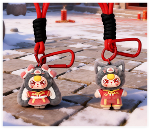 Porte-clés 3D floqués mignons et kawaii du Nouvel An pour enfants, avec trois pendentifs, pour motos, voitures, accessoires <span class=keywords><strong>de</strong></span> mode, cadeau - Product Image 5