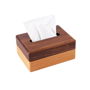 Boîte à mouchoirs en bois massif bicolore 200x150x90mm pour salon, salle de bain, voiture - Product Image 1