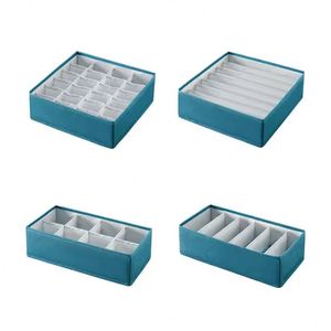 Boîte de rangement pliable pour sous-vêtements en tissu cationique, organiseur de tiroir pour soutiens-gorge, chaussettes et jeans - Product Image 1