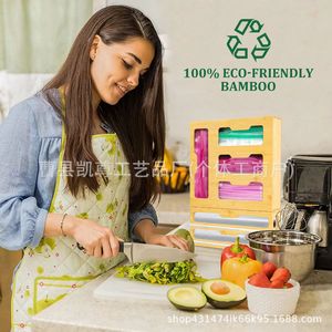 Wooden plastic wrap cutter, <b>kitchen</b> bamboo wall-mounted plastic wrap <b>box</b>, household plastic wrap cutter <b>storage</b> <b>box</b> - Product Image 5