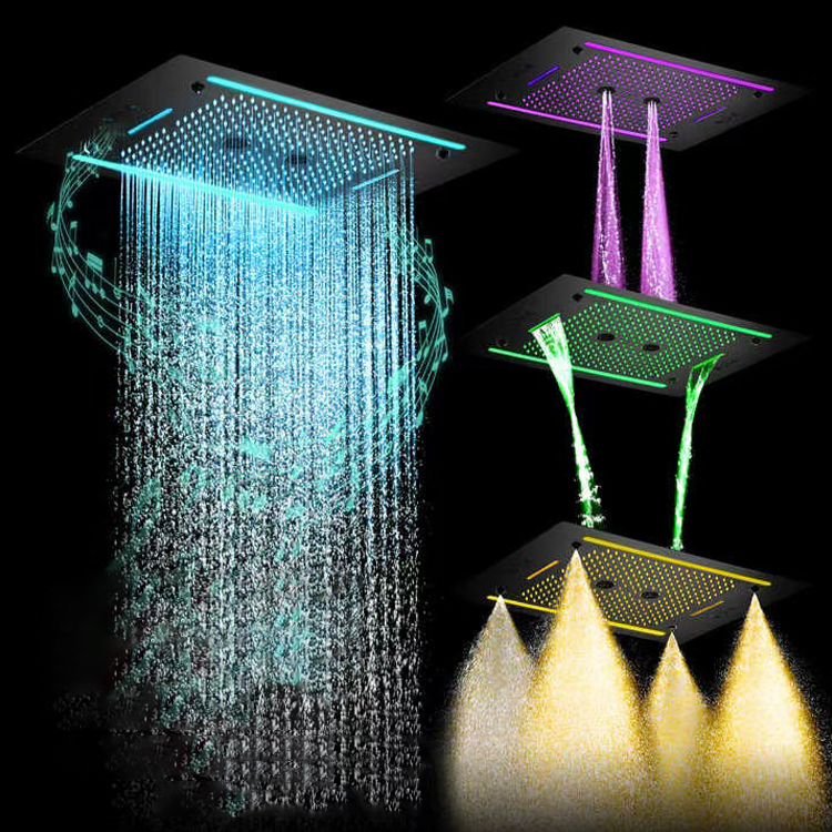 Hongdec 600*800mm Ceiling Mounted Large Rain Head Shower Music LED Top ...