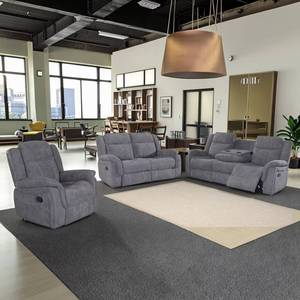 Conjunto de Sofá Reclinable Extensible Moderno con Diseño Cuadrado y Tapizado, con Mesa Plegable de Lino Rellena de Esponja, Apto para Apartamentos y Hoteles - Product Image 5
