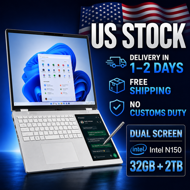 US in STOCK Oem Laptop 15.6 Inch Intel N150 32G + 2TB Professional Business Brand New Computer Touch Dual Screen Laptop