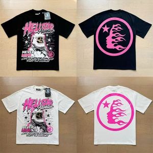 เสื้อยืดลำลองแขนสั้นพิมพ์ลายการ์ตูนผ้าฝ้ายแท้ Hell Star สำหรับแฟชั่นไฮสตรีท ทรงหลวมใส่ได้ทั้งผู้ชายและผู้หญิง - Product Image 3