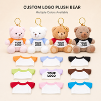 Ours en peluche personnalisé de 10 cm avec t-shirt imprimé pour cadeaux d'entreprise, souvenirs promotionnels de marque, porte-clés en peluche, jouet en peluche