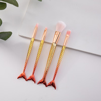 Set Kuas Makeup Putri Duyung 4pcs Grosir Murah Kuas Makeup Ekor Ikan Berwarna Lembut Logo Kustom Kuas Eyeshadow