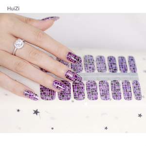 Adhesivo para <span class=keywords><strong>Uñas</strong></span> con Acabado Craquelado y Diseño de <span class=keywords><strong>Purpurina</strong></span> Morada, Estilo Japonés Francés ZB 2D, Fácil de Aplicar - Product Image 4