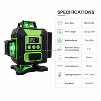 Niveau laser rotatif croisé Pineng PN-YQ006G de qualité industrielle, 16 lignes vertes 520nm, portée 50m, auto-nivelant à 360° avec pendule
