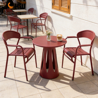 Chaise de salle à manger d'extérieur empilable en aluminium avec accoudoirs, structure métallique, pour bistrot, café, terrasse, jardin, restaurant