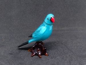 Glass Parrot Figurine Murano Blown <b>Red</b> Beak Black Tail Contemporary Desk Decor Irregular Shape Tabletop Ornament - Product Image 4