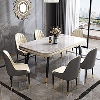 Table à manger moderne réglable en verre et pierre frittée, idéale pour appartements et hôtels