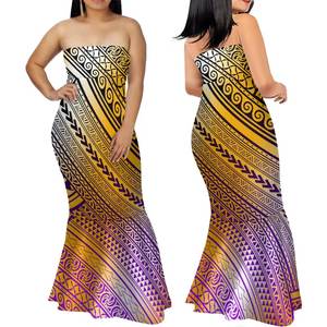 可持续波利尼西亚部落设计优雅的蓝色管顶鱼尾连衣裙夏威夷8XL防静电美人鱼俱乐部连衣裙 - Product Image 6