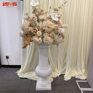 Jarrón Alto de Fibra de Vidrio Blanco <span class=keywords><strong>SMS</strong></span> para Decoración de Bodas, Centros de Mesa, Soporte para Jarrón de Flores Tipo Trompeta para Decoración de Pasillos de Boda - Product Image 1