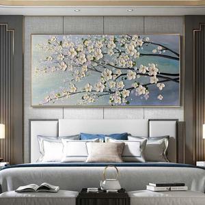 Peinture de fleurs de cerisier en pleine floraison, grande œuvre d'art murale pour la décoration du salon, art mural moderne personnalisé pour la maison et la galerie - Product Image 3