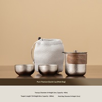 Service à thé de voyage élégant et durable en titane pur, esthétique chinoise, tasse individuelle à infusion rapide, essentiel pour le camping en extérieur