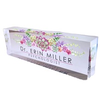 Plaque de Slogan de bureau rectangulaire en verre plexiglas, bloc de Logo en acrylique PMMA, bloc de Logo coloré personnalisé pour la Promotion