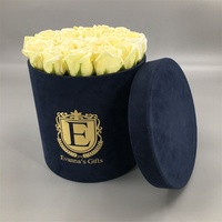 Vente en gros de boîte à fleurs ronde de marque EA faite à la main dans le Guangdong boîte d'emballage en mousse de velours avec logo