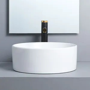 Lavabo da appoggio moderno in ceramica all'ingrosso lavabo da appoggio lavabo rotondo da bagno