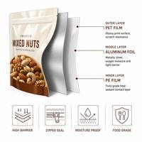 Op maat gemaakte Doypack staande zak met bovenrits voor noten, pinda's, walnoten, cashewnoten, gedroogd fruit, voedselverpakking, Mylar zak