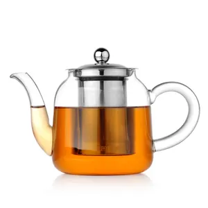 All'ingrosso Online Set da tè fatto a mano in vetro resistente al calore da 500 ml Set da tè in vetro trasparente teiera teiera con infusore in acciaio inossidabile