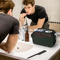 Sac de toilette double couche noir de taille moyenne, suspendu, pour voyages d'affaires, natation et camping – Le favori des clients