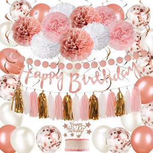 Joyeux Anniversaire – <span class=keywords><strong>Guirlande</strong></span> de ballons en latex et fleurs en or <span class=keywords><strong>rose</strong></span> pour décoration de fête - Product Image 1