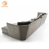 Tissu en lin moderne de style européen, ensemble canapés gris en forme de l, meubles de salon maison