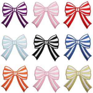 Patch brodé thermocollant coloré à motif nœud papillon pour la décoration de vêtements et sacs - Product Image 1