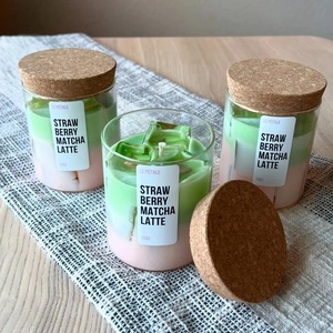 カスタムプライベートラベル抹茶アイスコーヒー香るキャンドルプレミアムガラスジャー入りジェリーワックスホームフレグランスキャンドルお祝いギフトセット - Product Image 1