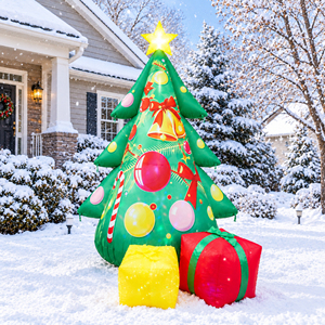 Light up Giant Christmas Tree Inflatable with 2 Gift Boxes with Build-in LEDs for Blow Up <b>Xmas</b> <b>Decoration</b> Indoor <b>Outdoor</b> Yard - Product Image 3