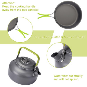 Offre Spéciale : Kit de Cuisine de Camping en Alliage d'<span class=keywords><strong>Aluminium</strong></span> pour 2-3 Personnes - Ensemble Complet avec Bouilloire 2.0-3.0L et 3 Bols, <span class=keywords><strong>Pelle</strong></span> en Bois Incluse - Product Image 3