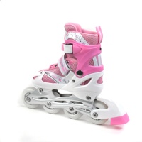 Patins à roulettes en ligne réglables pour enfants HZ HS058, professionnels, avec roulements ABEC-7, châssis en aluminium, roues en PU, pour filles, rose