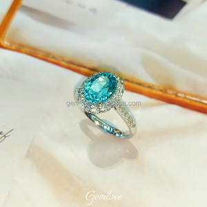 Trong kho! 23.055ct IGI Paraiba <span class=keywords><strong>Ring</strong></span>-pt950 hình bầu dục phòng thí nghiệm kim cương, đồ trang sức đám cưới sang trọng - Product Image 3