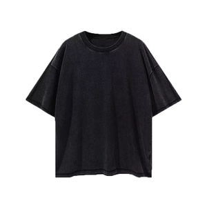 2025 verano en blanco al por mayor hombres lavado ácido camiseta desgastada Vintage Oversize camiseta adentro hacia fuera hombres diseño inverso camiseta - Product Image 5
