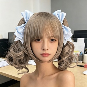 Lolita-style cute hair <b>clips</b>, double ponytail <b>clips</b>, 3D <b>bow</b> side <b>clips</b>, Japanese JK headwear, adorable Lolita style. - Product Image 2