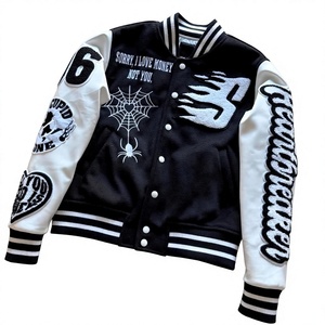 Men's Winter Baseball Varsity Jackets With <b>Button</b> Closure Regular Fit Casual Wear Style <b>Turn</b>-down Collar Cotton Varsity Jackets - Product Image 3