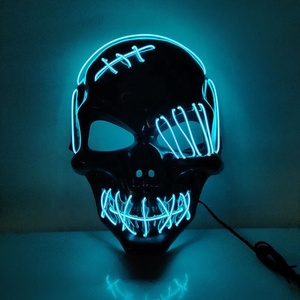 Máscara facial con brillo LED para Halloween, máscara iluminada con carga USB <span class=keywords><strong>de</strong></span> PVC para baile <span class=keywords><strong>de</strong></span> disfraces con estampado <span class=keywords><strong>de</strong></span> <span class=keywords><strong>Terror</strong></span> y vacaciones - Product Image 5