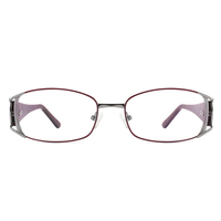 Monturas de Gafas Metálicas de Aro Completo FEROCE para Mujer, Monturas Ópticas Rectangulares de Diseño con Patillas Decorativas de Malla TTW-8006