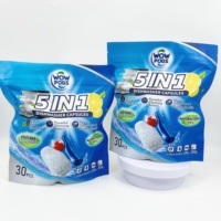 Pod Deterjen Pencuci Piring Lemon Fragrance Disposable OEM ODM Penghilang Noda 5 in 1 dengan Kandungan Bahan Aktif Lebih dari 80%