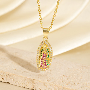 Collar con Colgante <span class=keywords><strong>de</strong></span> <span class=keywords><strong>Nuestra</strong></span> <span class=keywords><strong>Señora</strong></span> <span class=keywords><strong>de</strong></span> <span class=keywords><strong>Guadalupe</strong></span> Chapado en Oro <span class=keywords><strong>de</strong></span> 18K, Joyería Religiosa con Esmalte <span class=keywords><strong>de</strong></span> la Virgen María - Product Image 5
