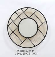 Miroir décoratif mural pour l'intérieur de la maison, accent décoratif, 88,9*3,18*88,9CM, miroir mural rond en métal noir et or, décoration moderne pour la maison